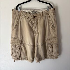 Abercrombie & Fitch Vintage Y2K Khaki Distressed Cargo Shorts Size 34